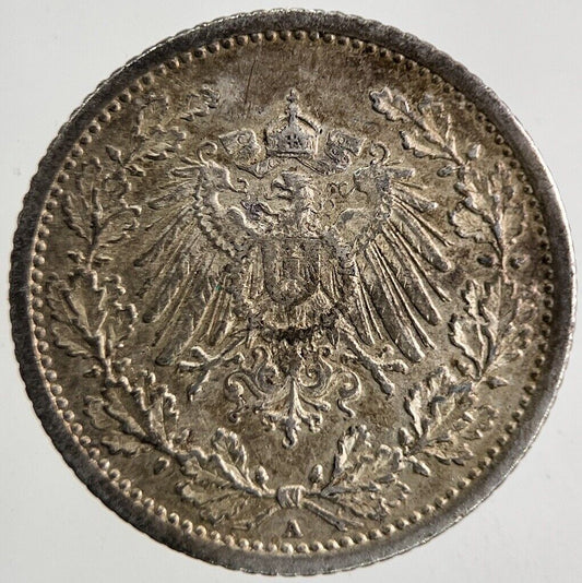 1915 Germany 1/2 Half Mark Silver Coin | Very High Grade