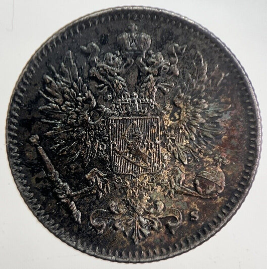 1916 Finland 50 Pennia Silver Coin | Very High Grade | a4855