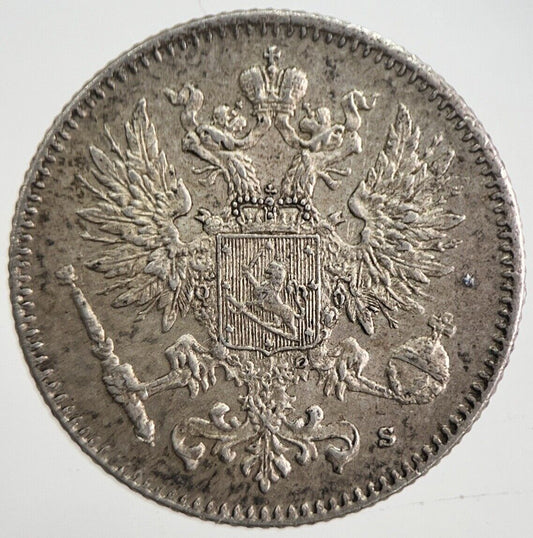 1916 Finland 50 Pennia Silver Coin | Very High Grade | a4854