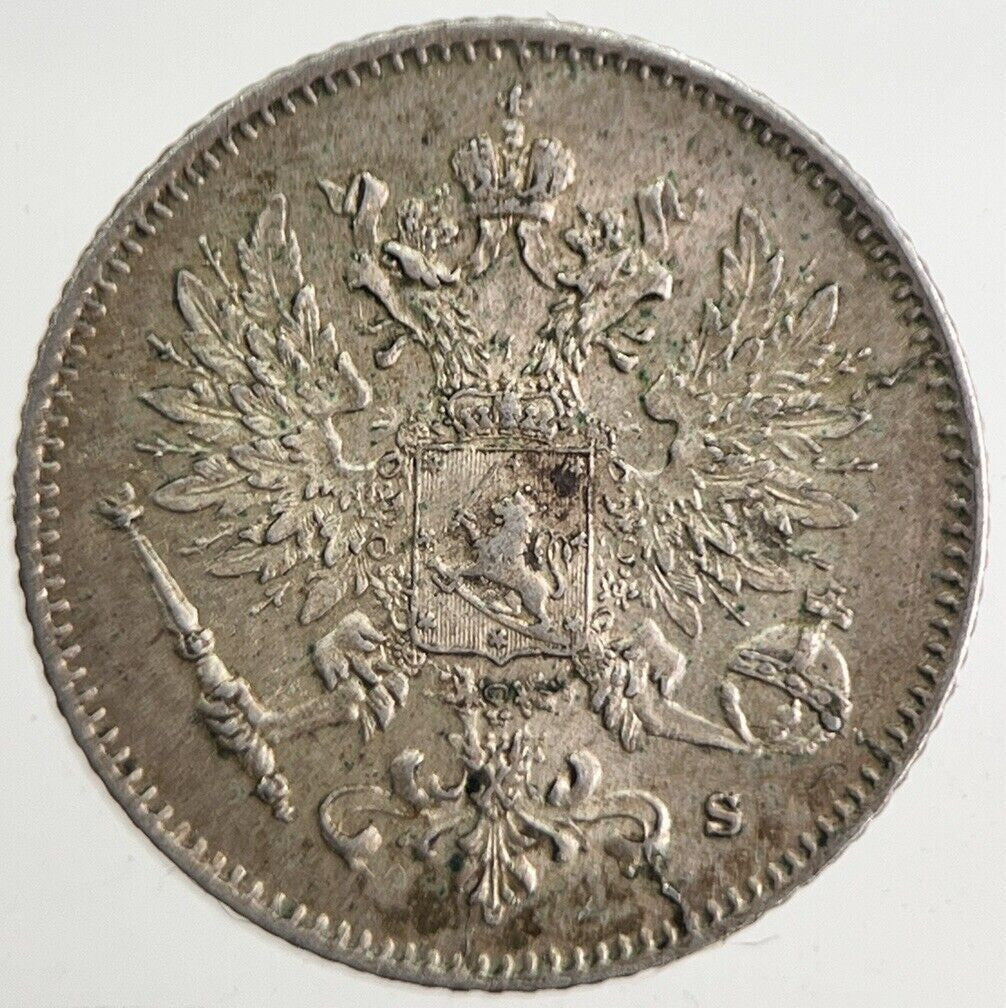 1916 Finland 25 Pennia Silver Coin | Very High Grade | a4860