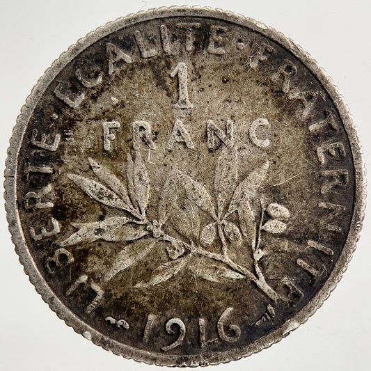 1916 France 1 Franc Silver Coin | Fine Collectable Grade