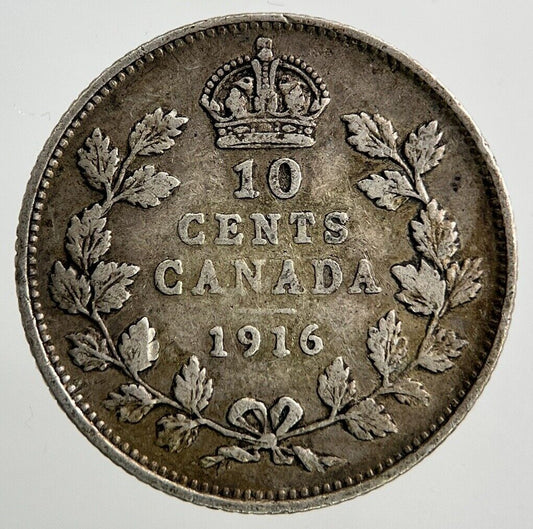 1916 Canada 10 Cents Silver Coin | Fine Collectable Grade