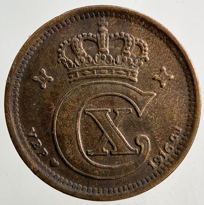 1916 Denmark 2 Ore Coin | Fine Collectable Grade