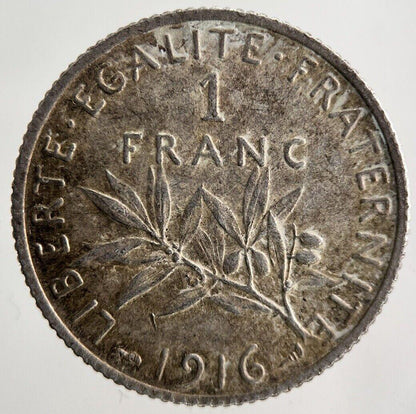 1916 France 1 Franc Silver Coin | Fine Collectable Grade