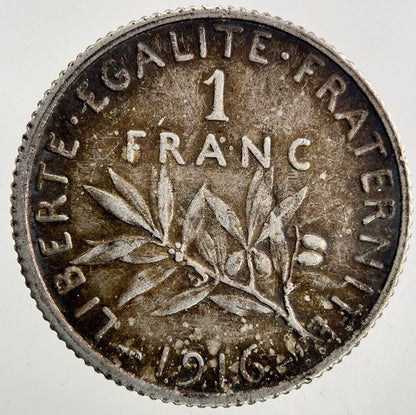 1916 France 1 Franc Silver Coin | Fine Collectable Grade