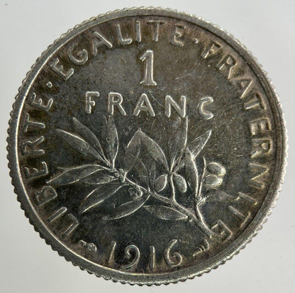 1916 France 1 Franc Silver Coin | Fine Collectable Grade