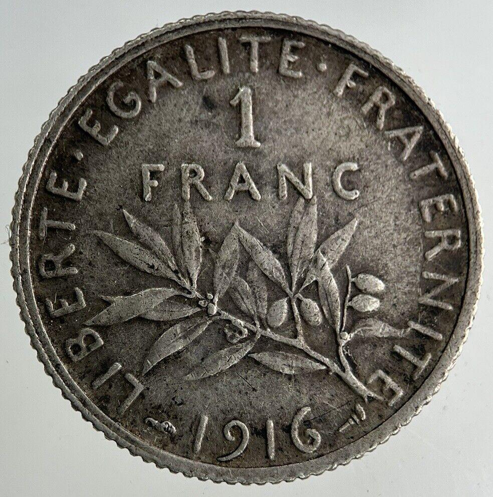 1916 France 1 Franc Silver Coin | Fine Collectable Grade
