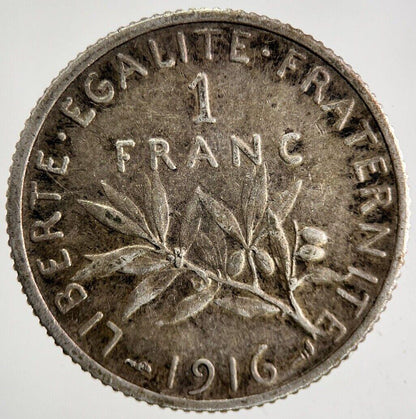1916 France 1 Franc Silver Coin | Fine Collectable Grade