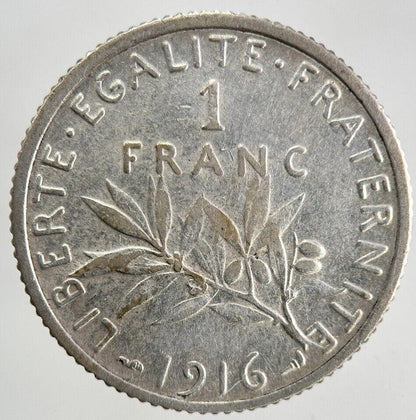 1916 France 1 Franc Silver Coin | Fine Collectable Grade