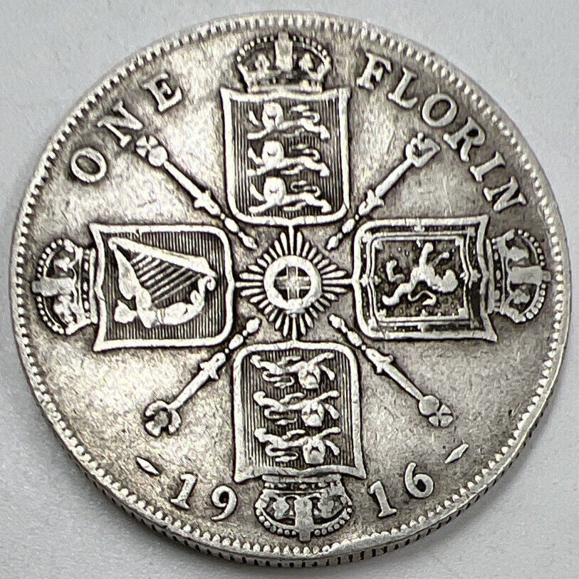 1916 George V Florin | British Silver Coin | Fine Collectable Grade | a334