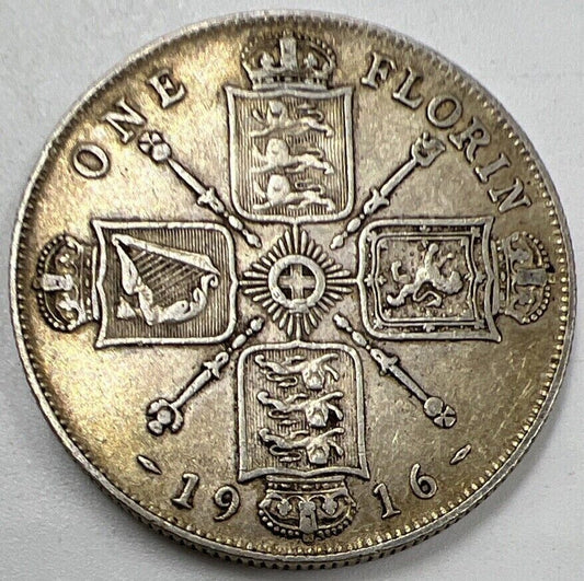 1916 George V Florin | British Silver Coin | Fine Collectable Grade | a1018
