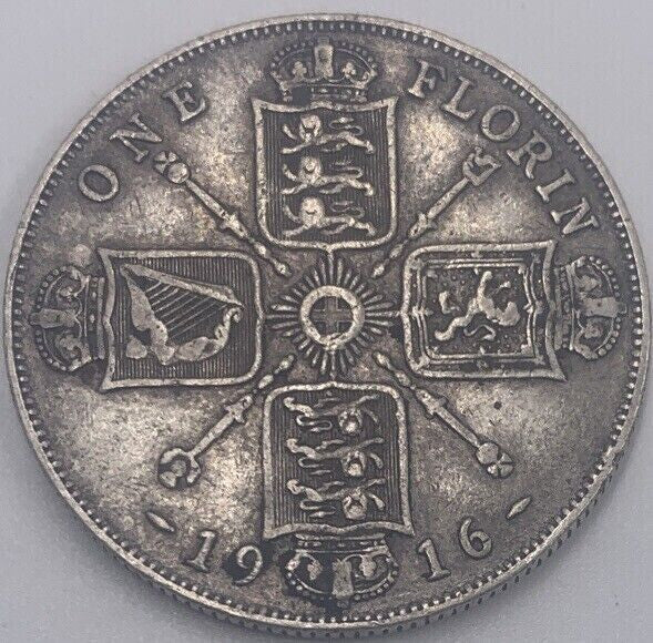 1916 George V Florin | British Silver Coin | Collectable Grade | a12