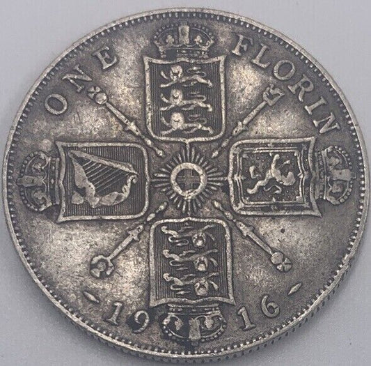 1916 George V Florin | British Silver Coin | Collectable Grade | a12