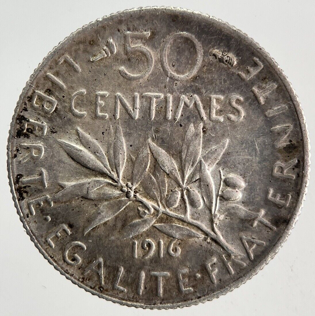 1916 France 50 Centimes Silver Coin | Very High Grade