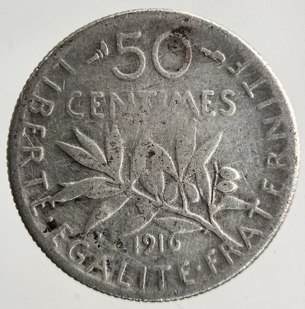 1916 France 50 Centimes Silver Coin | Collectable Grade