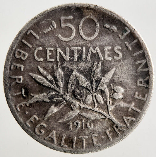 1916 France 50 Centimes Silver Coin | Collectable Grade