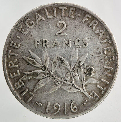 1916 France 2 Francs Silver Coin | Fine Collectable Grade