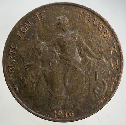 1916 France 5 Centimes Coin | Very High Grade