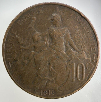 1916 France 10 Centimes Coin | Fine Collectable Grade