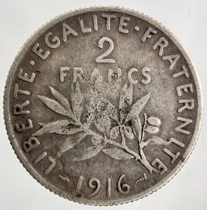 1916 France 2 Francs Silver Coin | Collectable Grade
