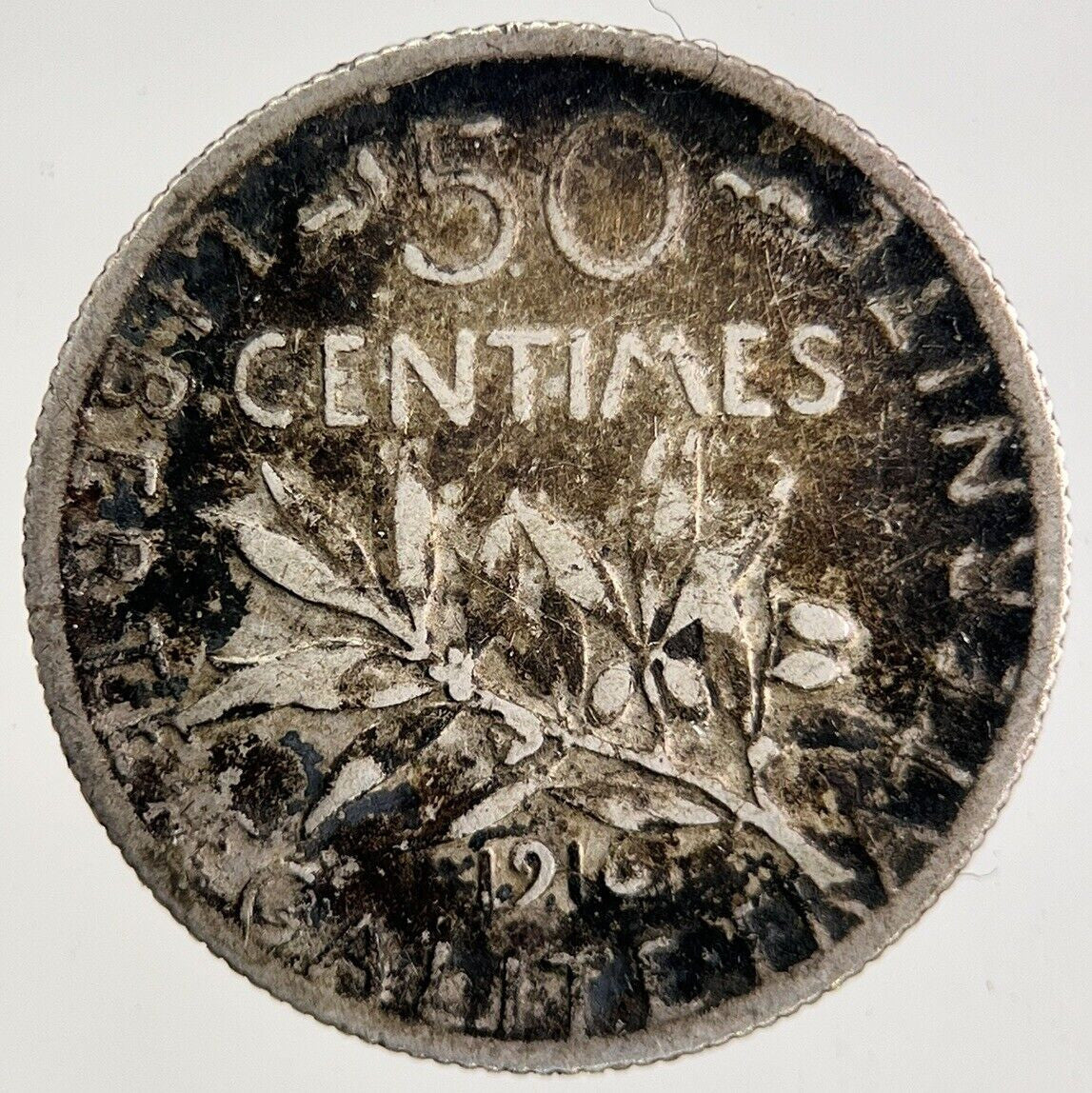 1916 France 50 Centimes Silver Coin | Collectable Grade