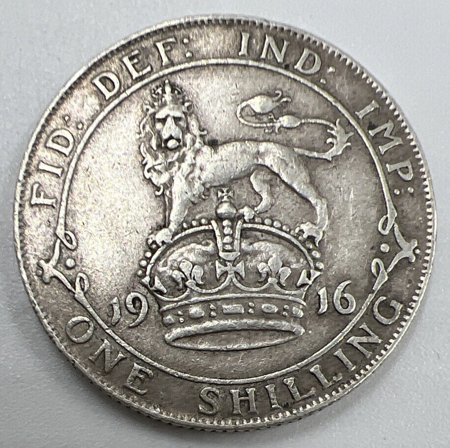 1916 George V Shilling | British Silver Coin | Very High Grade | a1231