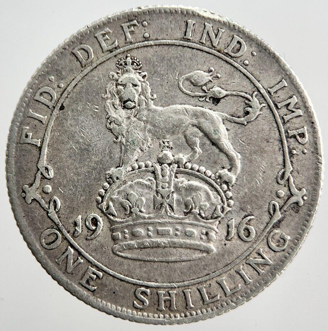 1916 George V Shilling British Silver Coin | Fine Collectable Grade | a2296
