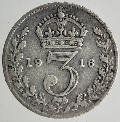 1916 George V Threepence Silver Coin | Fine Collectable Grade