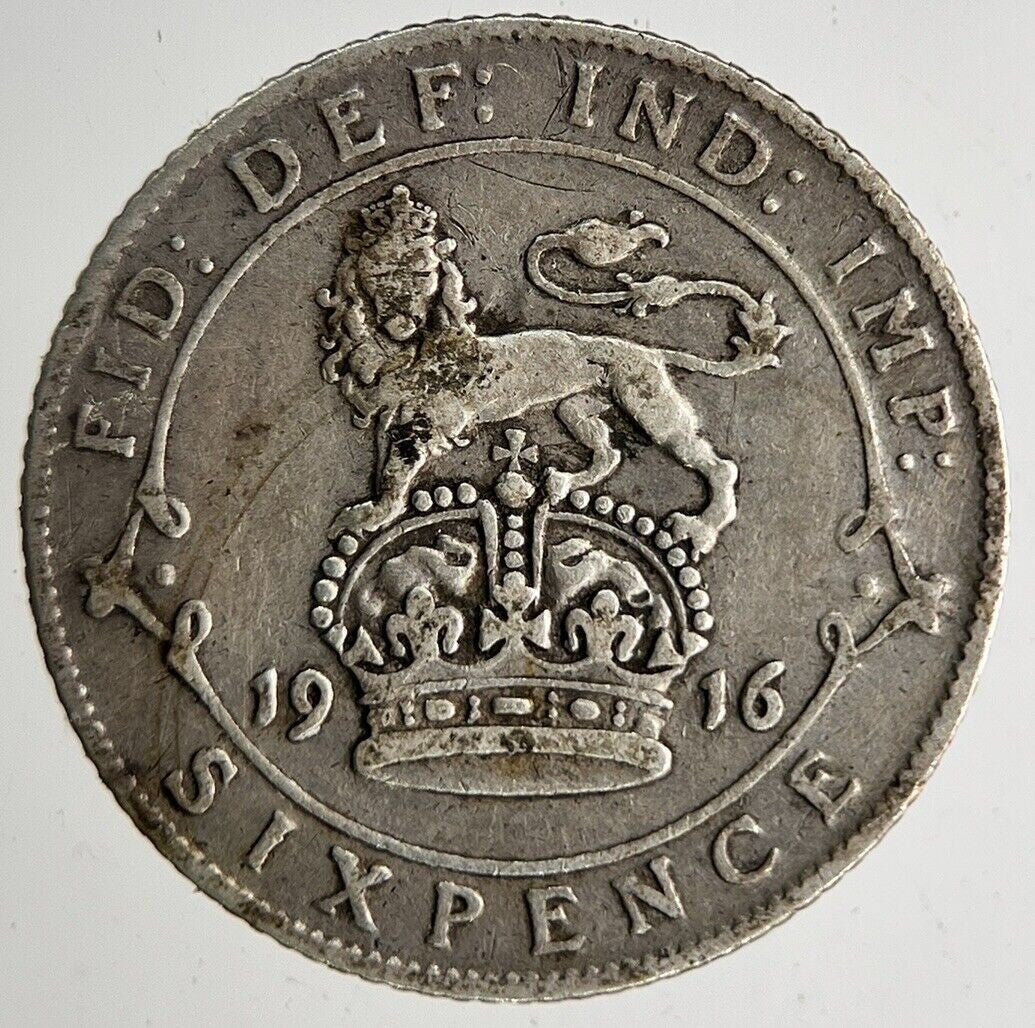 1916 George V Silver Sixpence Coin | Fine Collectable Grade