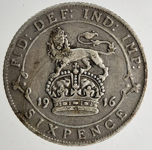 1916 George V Silver Sixpence Coin | Fine Collectable Grade