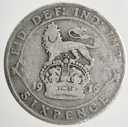 1916 George V Sixpence Silver Coin | Fair Grade
