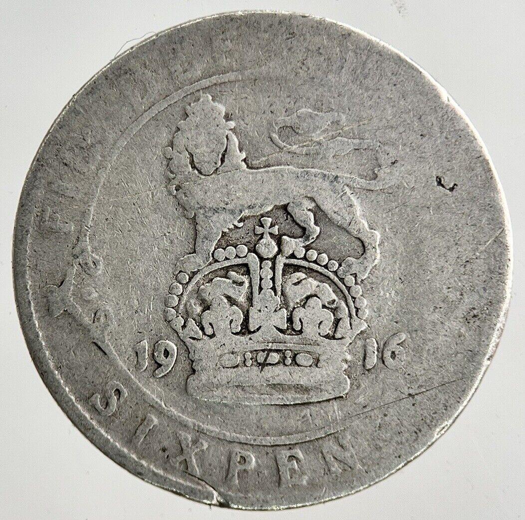 1916 George V Sixpence Silver Coin | Fair Grade
