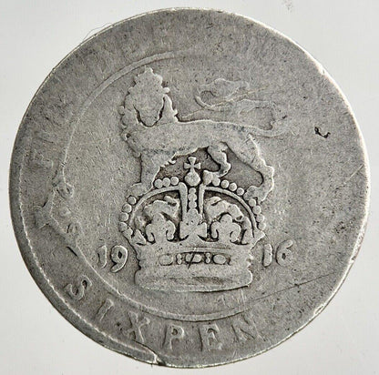 1916 George V Sixpence Silver Coin | Fair Grade