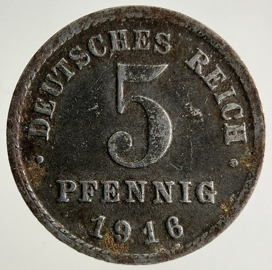 1916 Germany 5 Pfennig Coin | Fine Collectable Grade