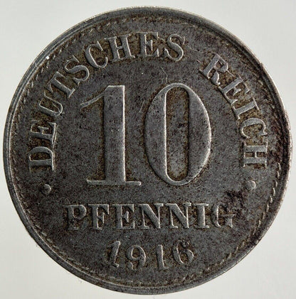 1916 Germany 10 Pfennig Coin | Fine Collectable Grade