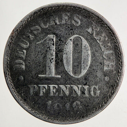 1916 Germany 10 Pfennig Coin | Fine Collectable Grade
