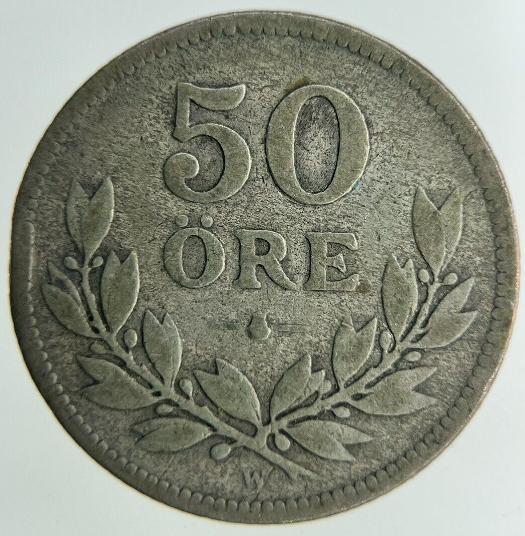 1916 Sweden 50 Ore Silver Coin | Collectable Grade