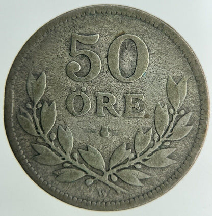 1916 Sweden 50 Ore Silver Coin | Collectable Grade