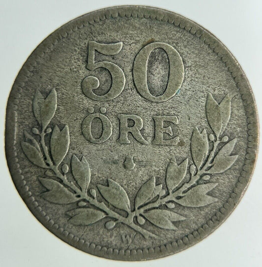 1916 Sweden 50 Ore Silver Coin | Collectable Grade