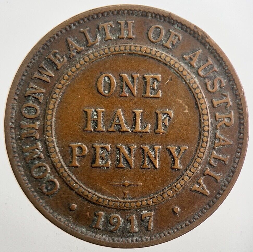 1917 Australia One Half Penny Coin | Fine Collectable Grade | a7747