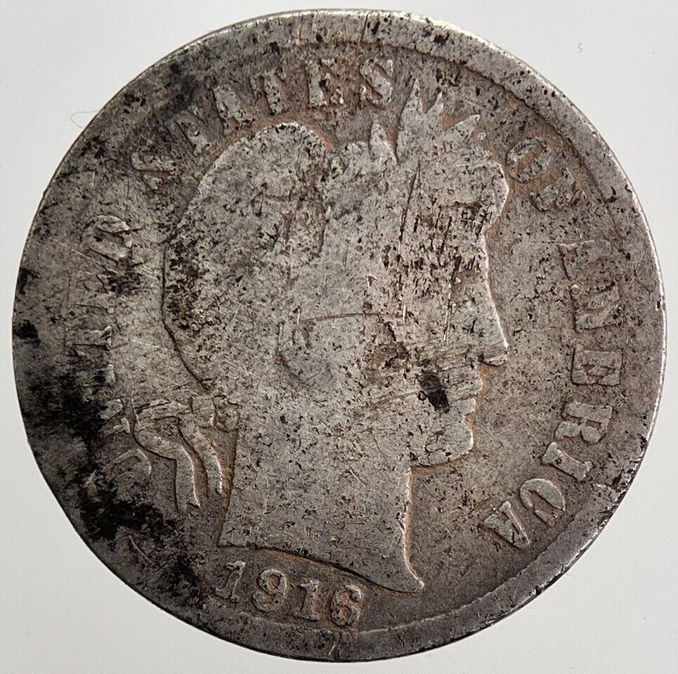 1916 US USA Barber One 1 Dime Silver Coin | Collectable Grade | a5617