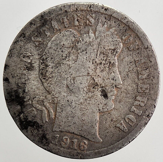 1916 US USA Barber One 1 Dime Silver Coin | Collectable Grade | a5617
