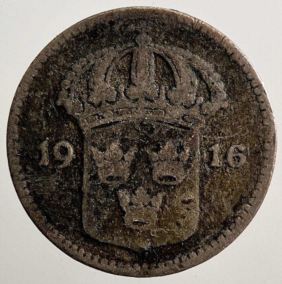 1916 Sweden 10 Ore Silver Coin | Collectable Grade | a3766