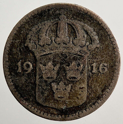 1916 Sweden 10 Ore Silver Coin | Collectable Grade | a3766