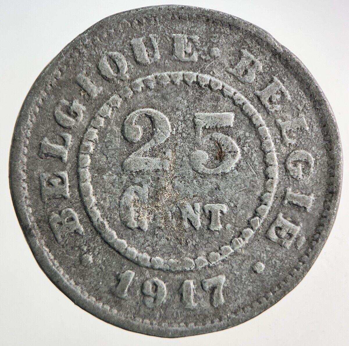 1917 Belgium 25 Cent Coin | Fine Collectable Grade