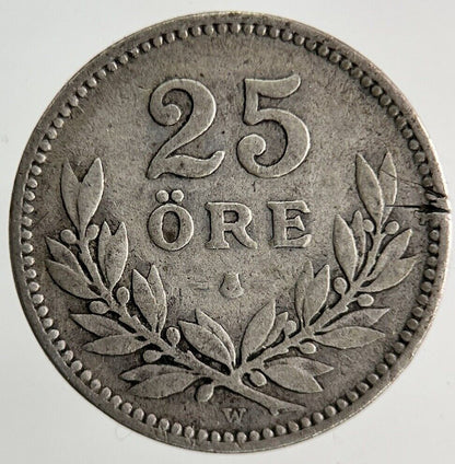 1916 Sweden 25 Ore Silver Coin | Collectable Grade