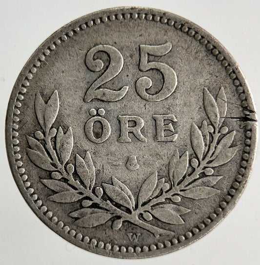 1916 Sweden 25 Ore Silver Coin | Collectable Grade