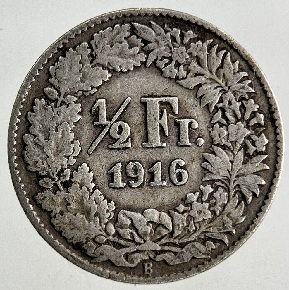 1916 Switzerland Swiss 1/2 Half Franc Silver Coin | Collectable Grade