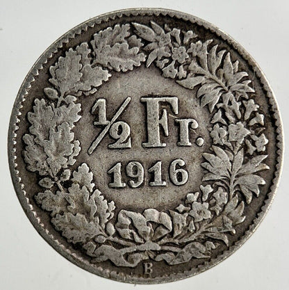 1916 Switzerland Swiss 1/2 Half Franc Silver Coin | Collectable Grade