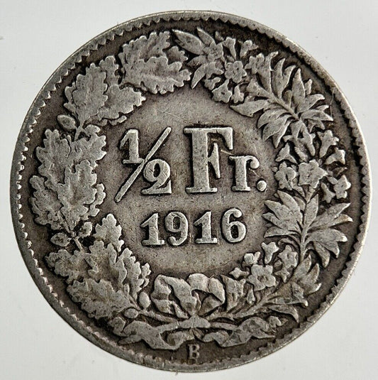 1916 Switzerland Swiss 1/2 Half Franc Silver Coin | Collectable Grade